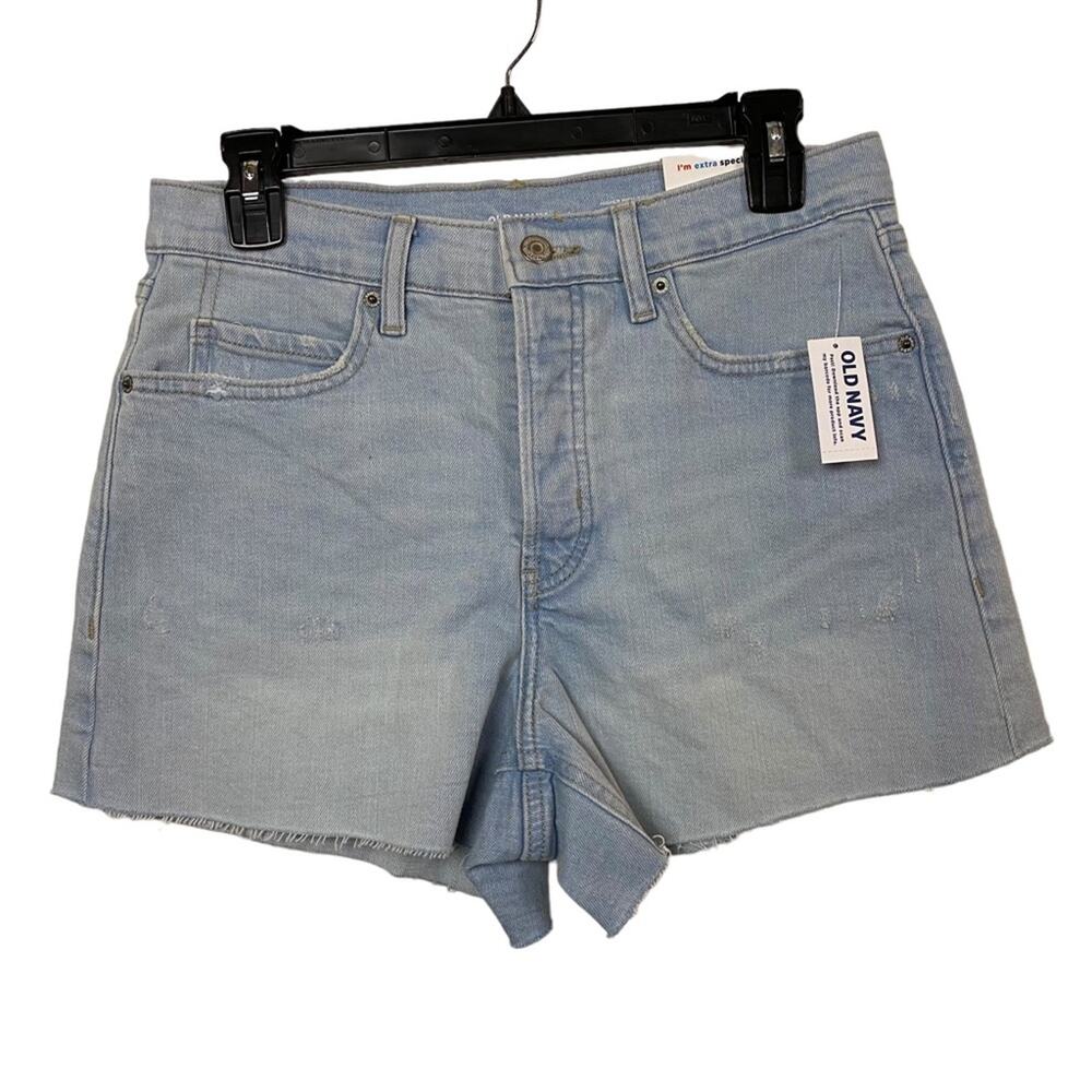 Old Navy Ski Hi A-Line Light Button Fly Blue Denim Shorts Size 6 NWT